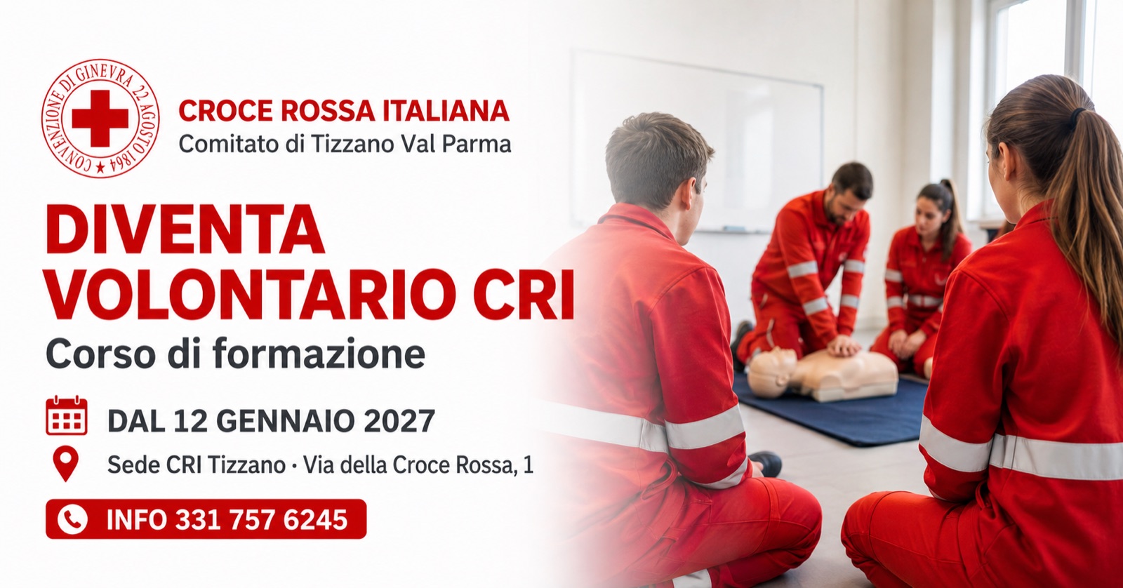 Corso per nuovi volontari CRI, gennaio 2027