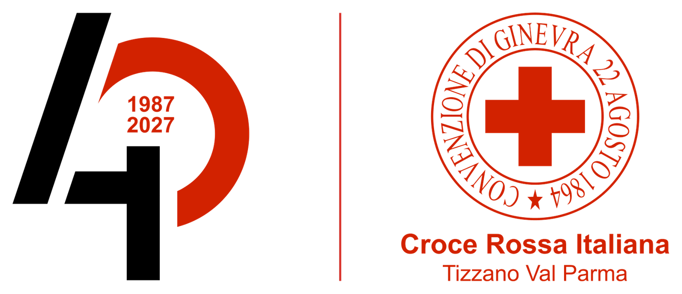 Logo celebrativo dei 40 anni della Croce Rossa Italiana di Tizzano Val Parma, 1987–2027