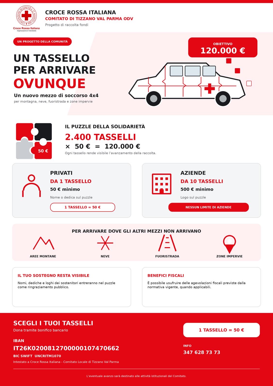 Locandina della raccolta fondi Un tassello per arrivare ovunque